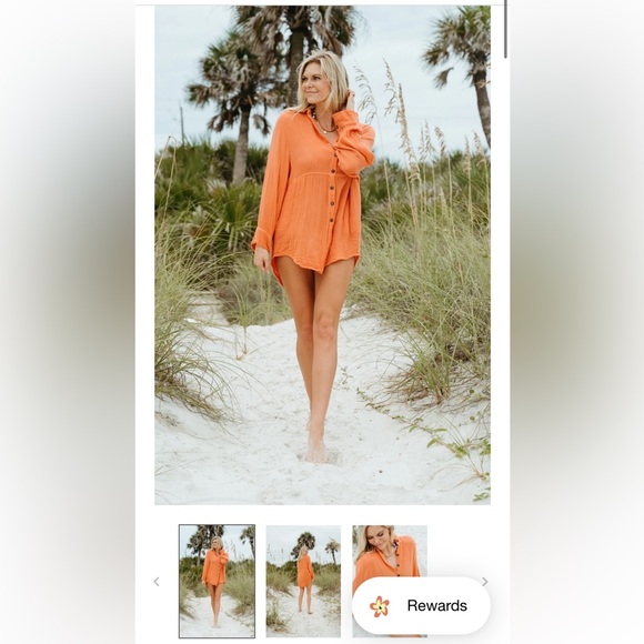 The Skypark Tunic in Tango by Jen's Pirate Booty 100% gauze cotton. Size S - Picture 4 of 10